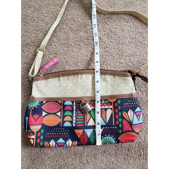 Lilly Bloom Colorful Aztec Design Lock Canvas Medium Crossbody Bag - Picture 7 of 7